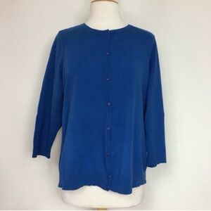 3/$25 Talbots Women's Cobalt Blue Button Cotton Mix Classic Cardigan XL Academia